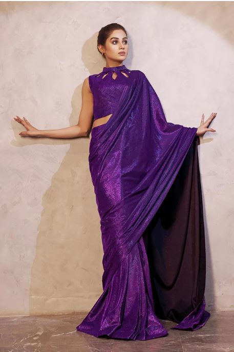 SOLID-MOONLIGHT-SAREE WITH-CUT-WORK-TOP-COCKTAIL-SR202237